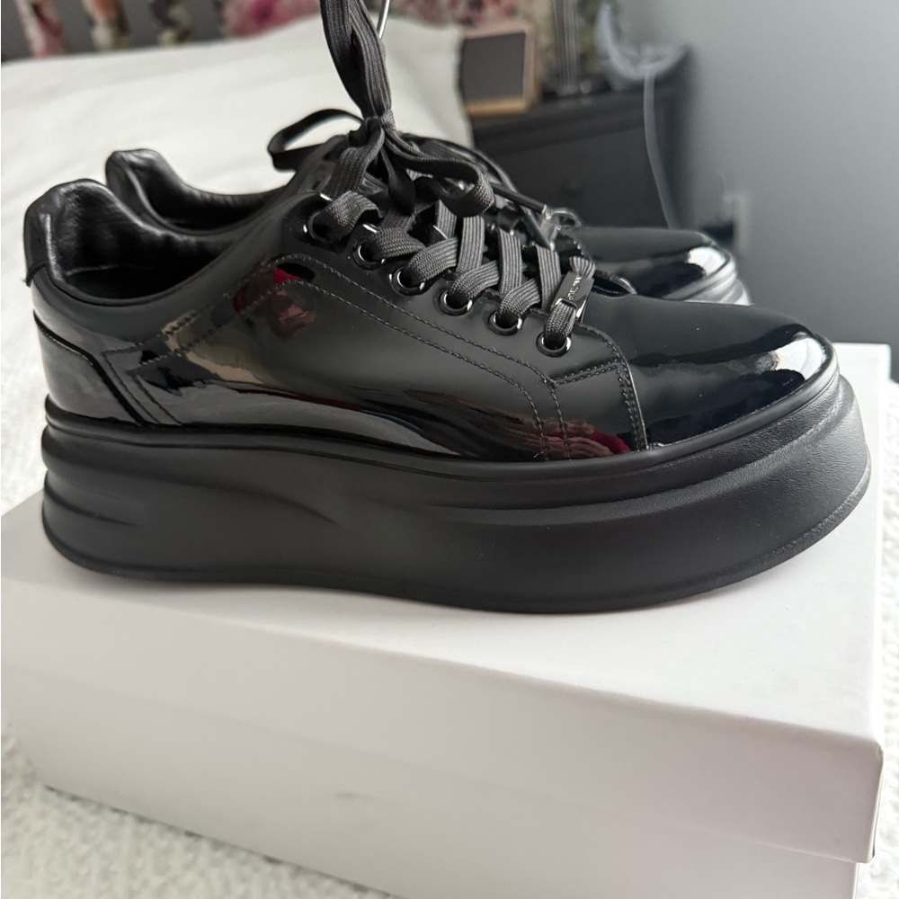 Baldinini Black Patent Platform Sneakers